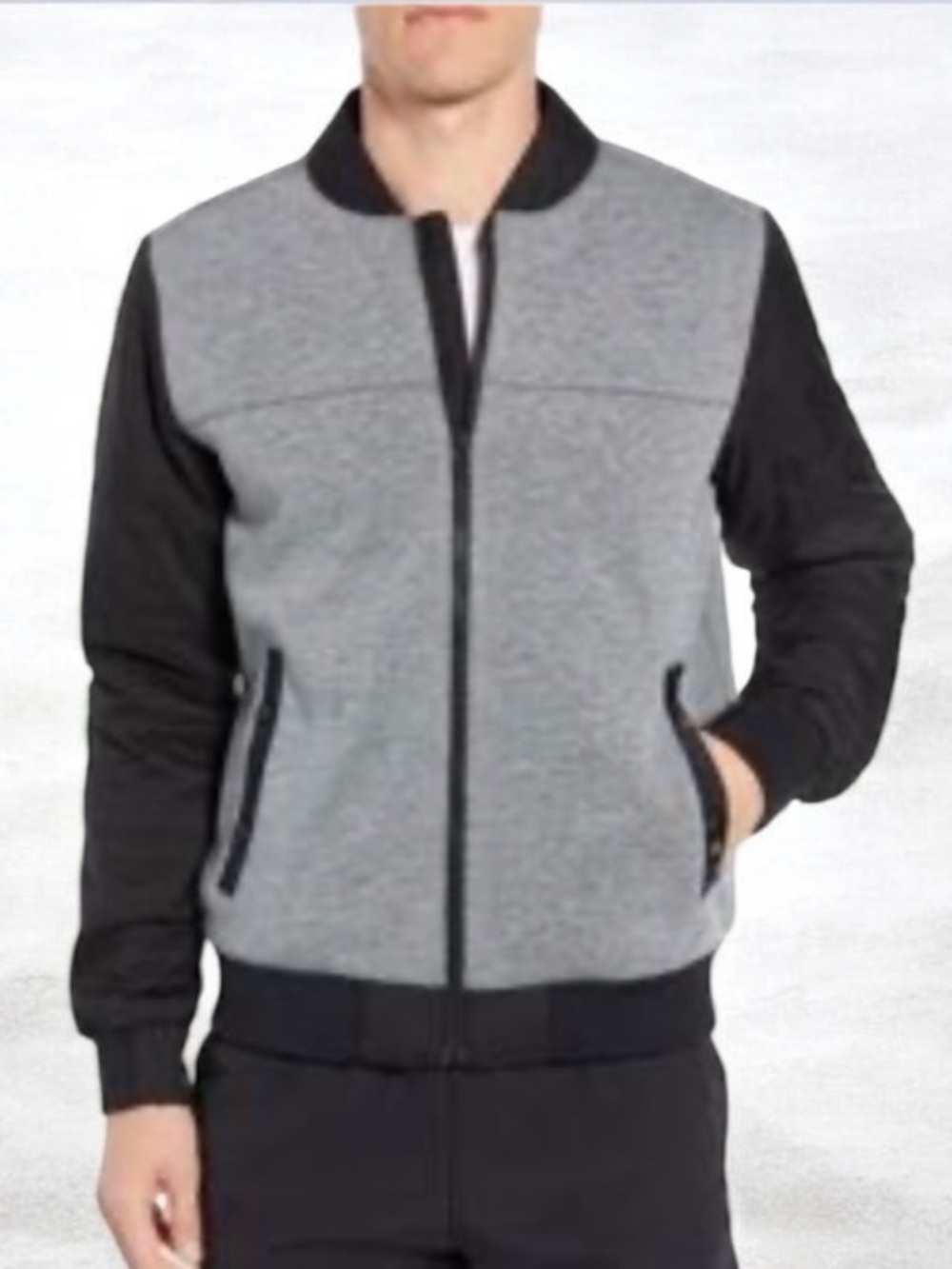 The North Face Men's Gray and Black Bomber Jacket Size L|G